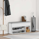 Shoe Bench White 102x30.5x45 cm Engineered Wood - Bargainia.com - 