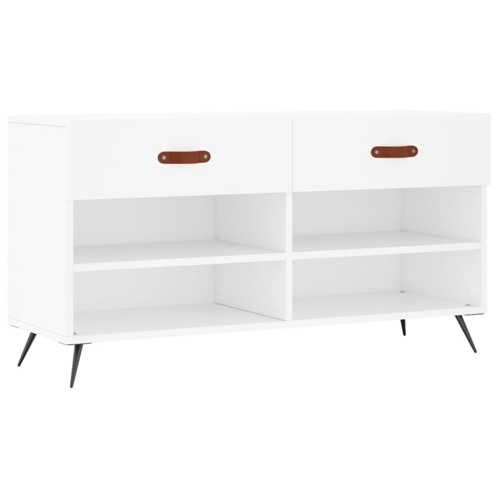 Shoe Bench White 102x35x55 cm Engineered Wood - Bargainia.com - 
