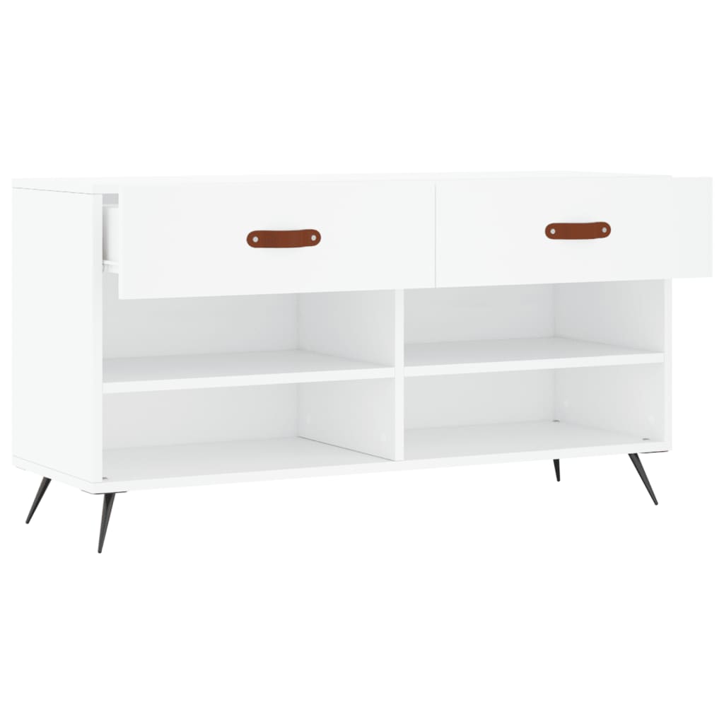 Shoe Bench White 102x35x55 cm Engineered Wood - Bargainia.com - 