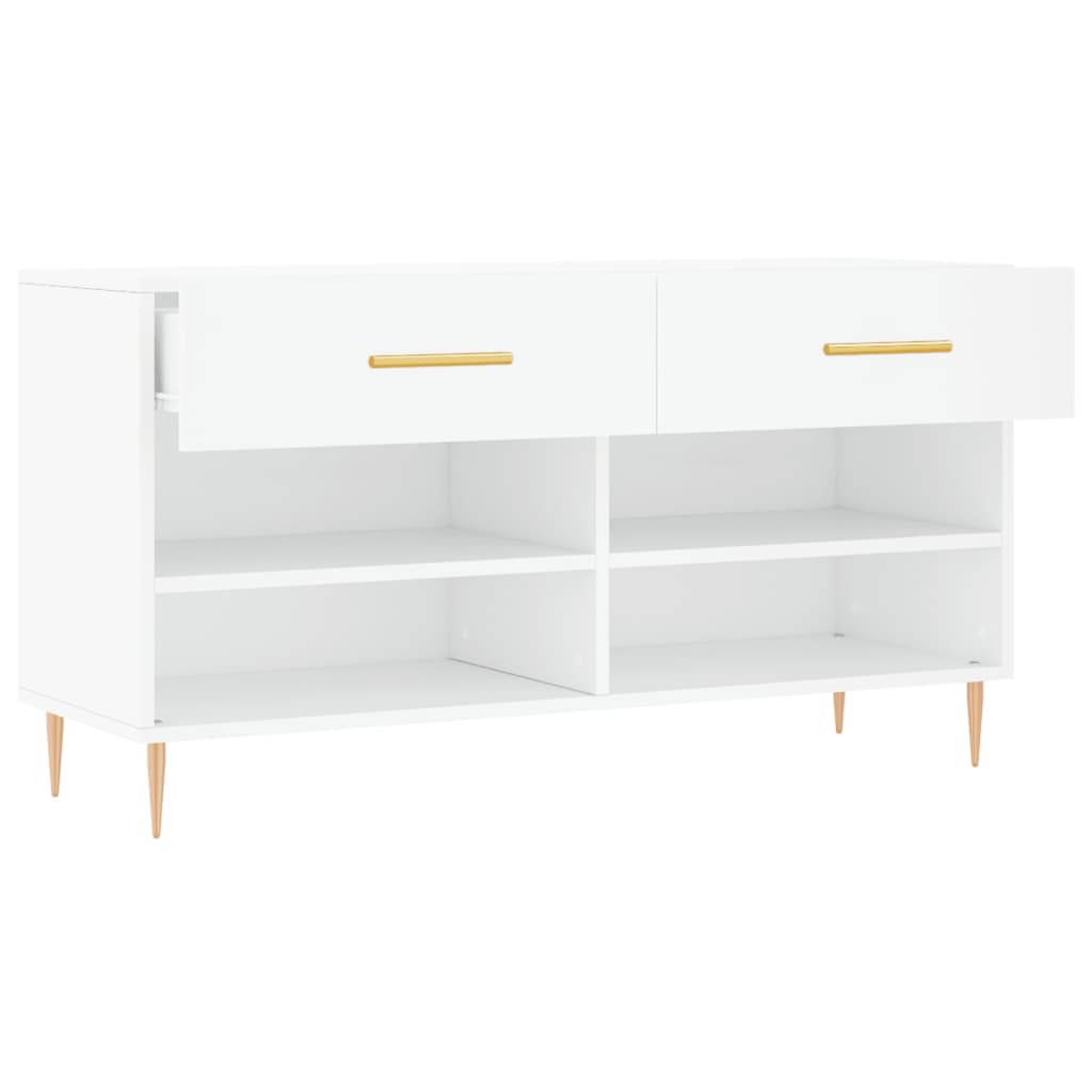 Shoe Bench White 102x35x55 cm Engineered Wood - Bargainia.com - 