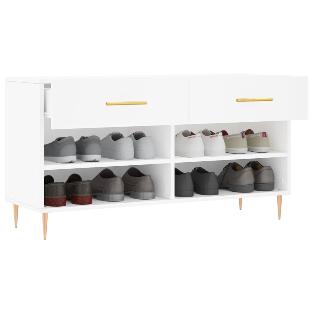 Shoe Bench White 102x35x55 cm Engineered Wood - Bargainia.com - 