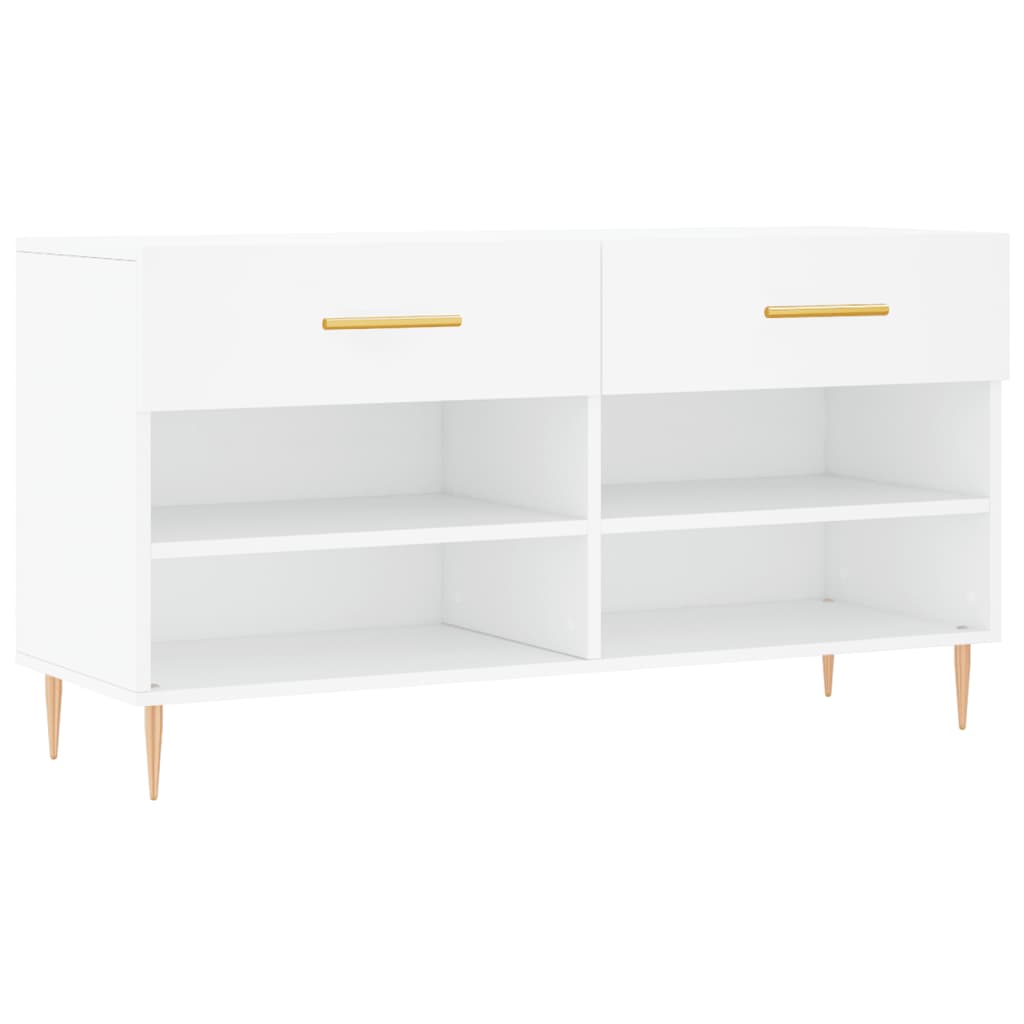 Shoe Bench White 102x35x55 cm Engineered Wood - Bargainia.com - 
