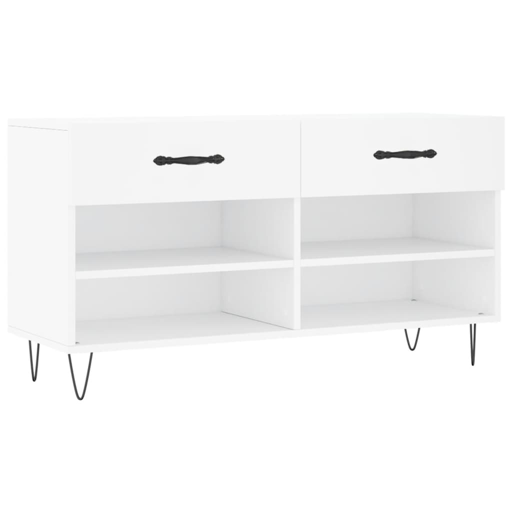 Shoe Bench White 102x35x55 cm Engineered Wood - Bargainia.com - 