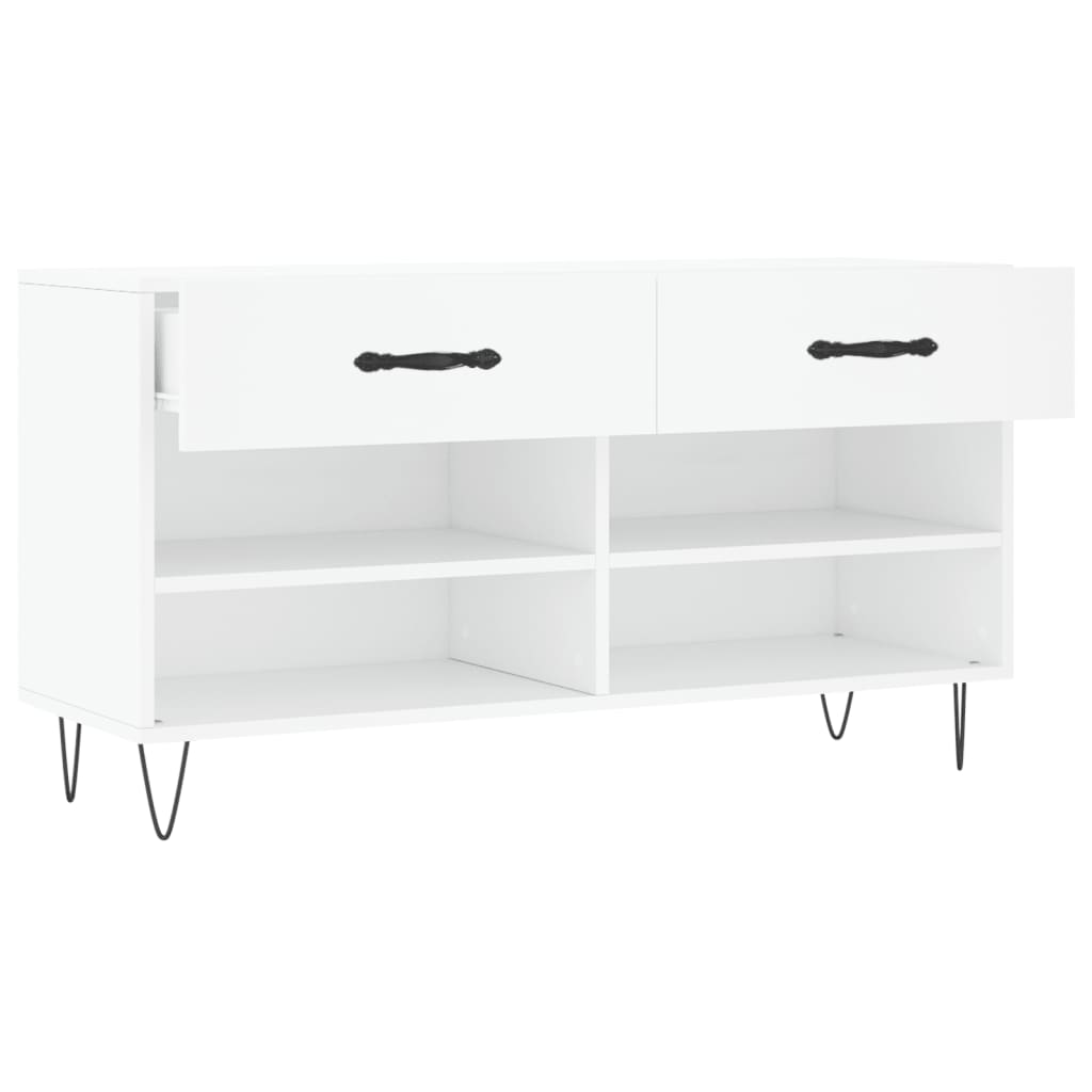 Shoe Bench White 102x35x55 cm Engineered Wood - Bargainia.com - 