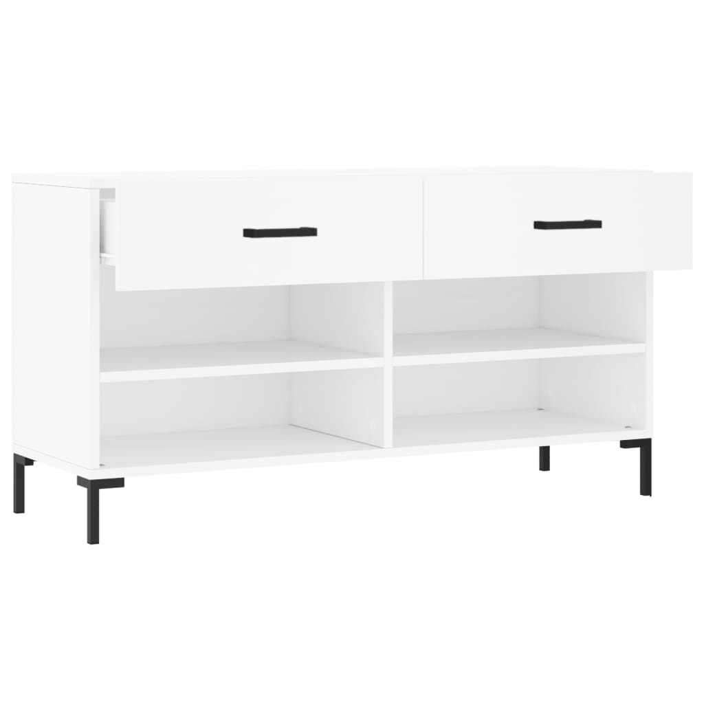 Shoe Bench White 102x35x55 cm Engineered Wood - Bargainia.com - 