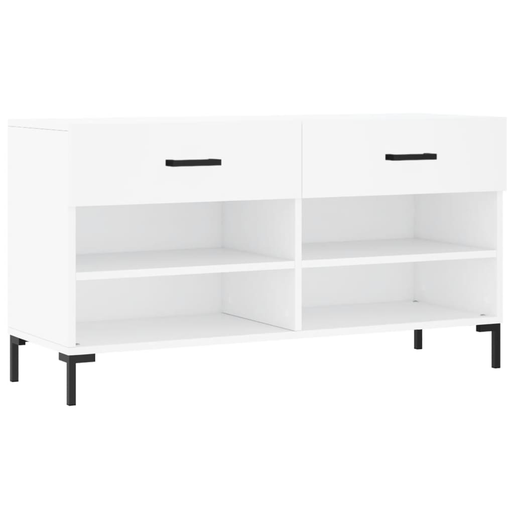 Shoe Bench White 102x35x55 cm Engineered Wood - Bargainia.com - 