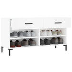 Shoe Bench White 102x35x55 cm Engineered Wood - Bargainia.com - 