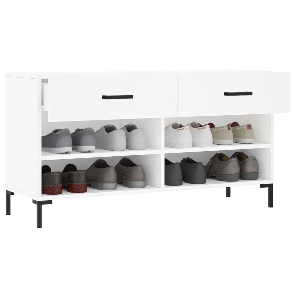 Shoe Bench White 102x35x55 cm Engineered Wood - Bargainia.com - 