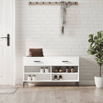 Shoe Bench White 102x35x55 cm Engineered Wood - Bargainia.com - 