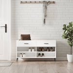 Shoe Bench White 102x35x55 cm Engineered Wood - Bargainia.com - 