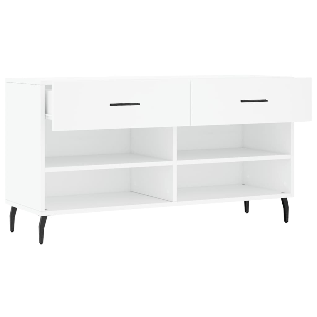 Shoe Bench White 102x35x55 cm Engineered Wood - Bargainia.com - 