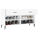 Shoe Bench White 102x35x55 cm Engineered Wood - Bargainia.com - 