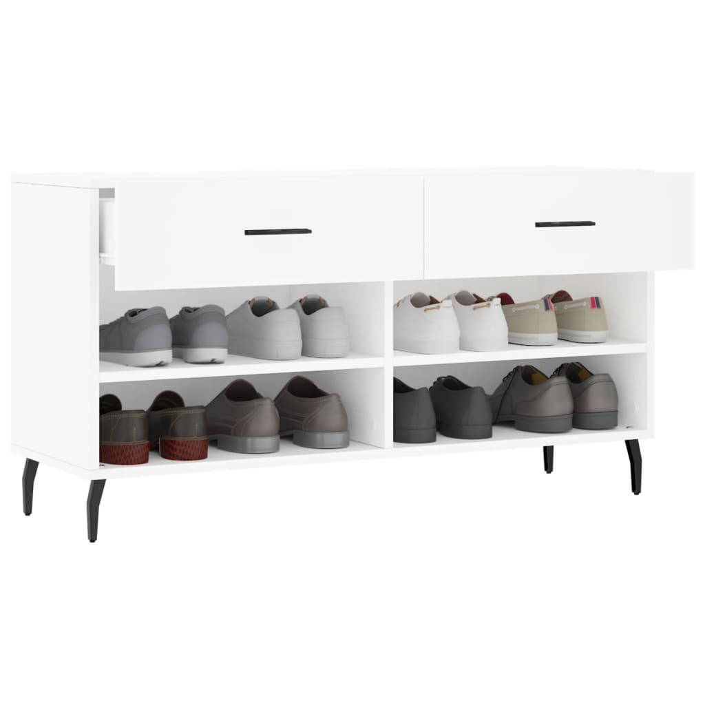 Shoe Bench White 102x35x55 cm Engineered Wood - Bargainia.com - 