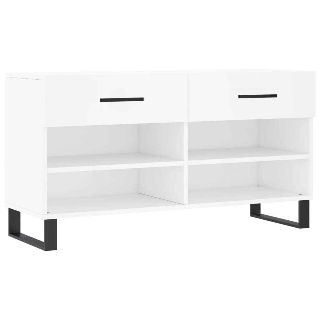 Shoe Bench White 102x35x55 cm Engineered Wood - Bargainia.com - 