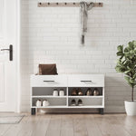 Shoe Bench White 102x35x55 cm Engineered Wood - Bargainia.com - 