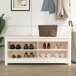 Shoe Bench White 110x38x45.5 cm Solid Wood Pine - Bargainia.com - 
