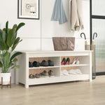 Shoe Bench White 110x38x45.5 cm Solid Wood Pine - Bargainia.com - 