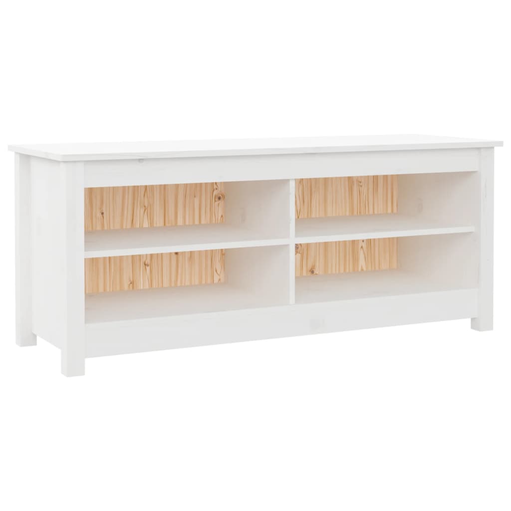 Shoe Bench White 110x38x45.5 cm Solid Wood Pine - Bargainia.com - 