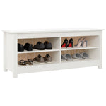 Shoe Bench White 110x38x45.5 cm Solid Wood Pine - Bargainia.com - 
