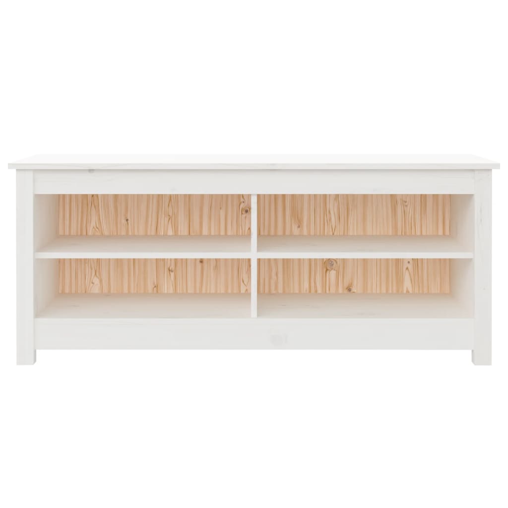 Shoe Bench White 110x38x45.5 cm Solid Wood Pine - Bargainia.com - 