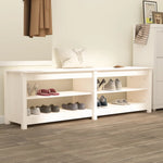 Shoe Bench White 160x36.5x50 cm Solid Wood Pine - Bargainia.com - 