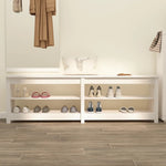 Shoe Bench White 160x36.5x50 cm Solid Wood Pine - Bargainia.com - 