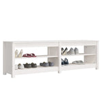 Shoe Bench White 160x36.5x50 cm Solid Wood Pine - Bargainia.com - 