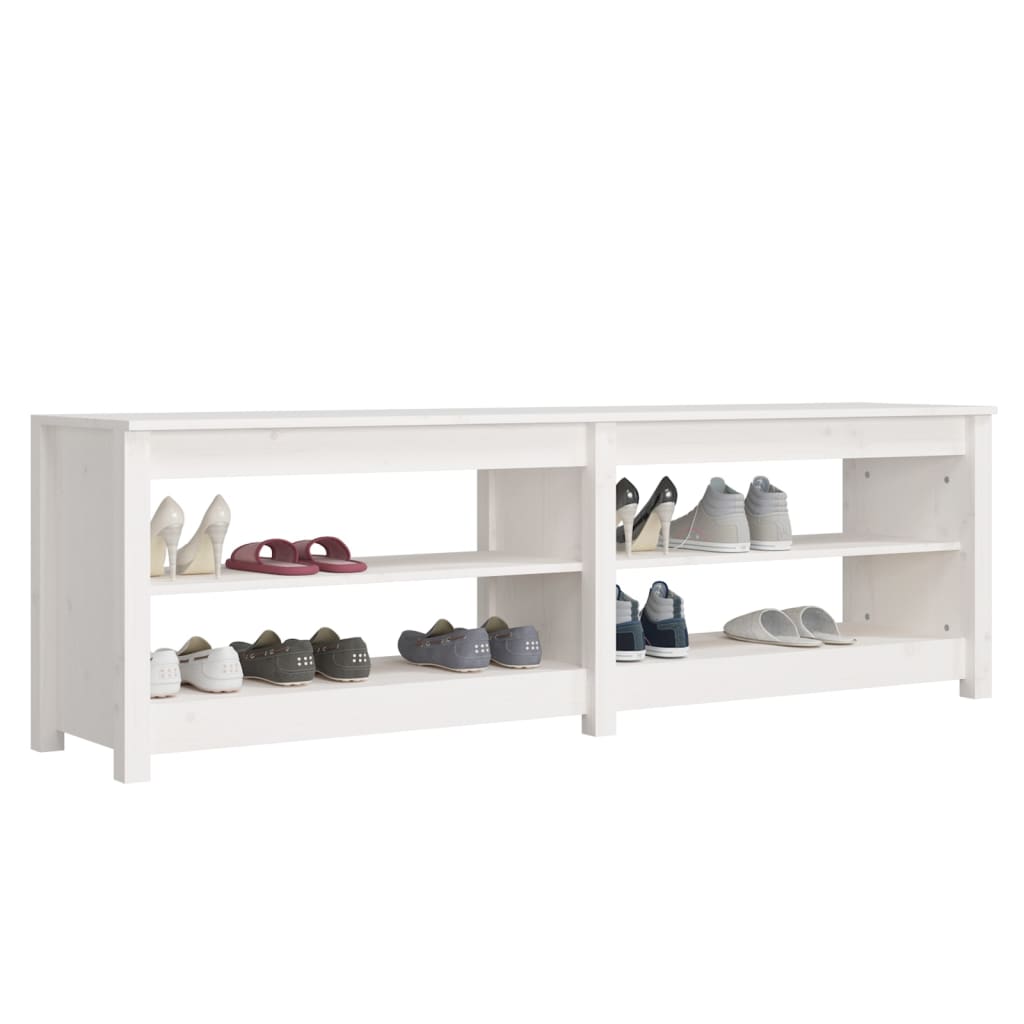 Shoe Bench White 160x36.5x50 cm Solid Wood Pine - Bargainia.com - 