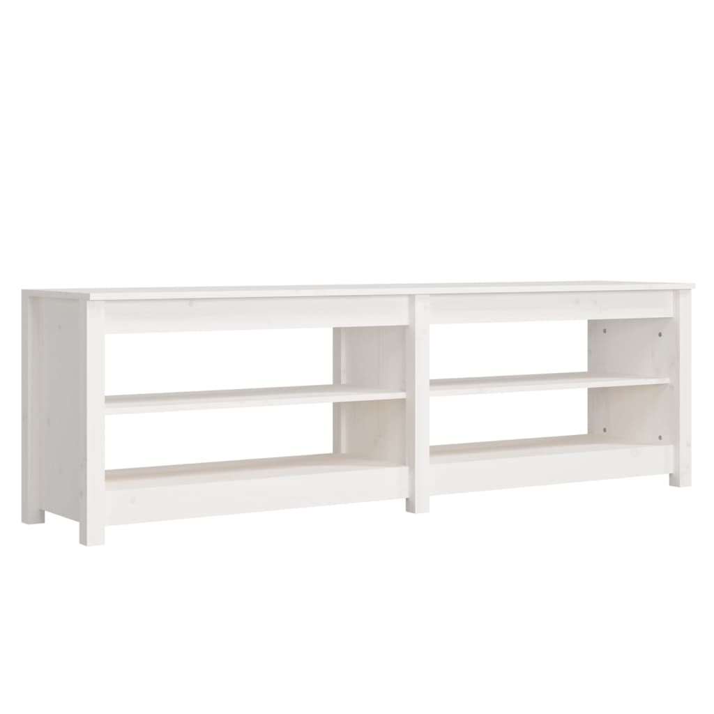 Shoe Bench White 160x36.5x50 cm Solid Wood Pine - Bargainia.com - 