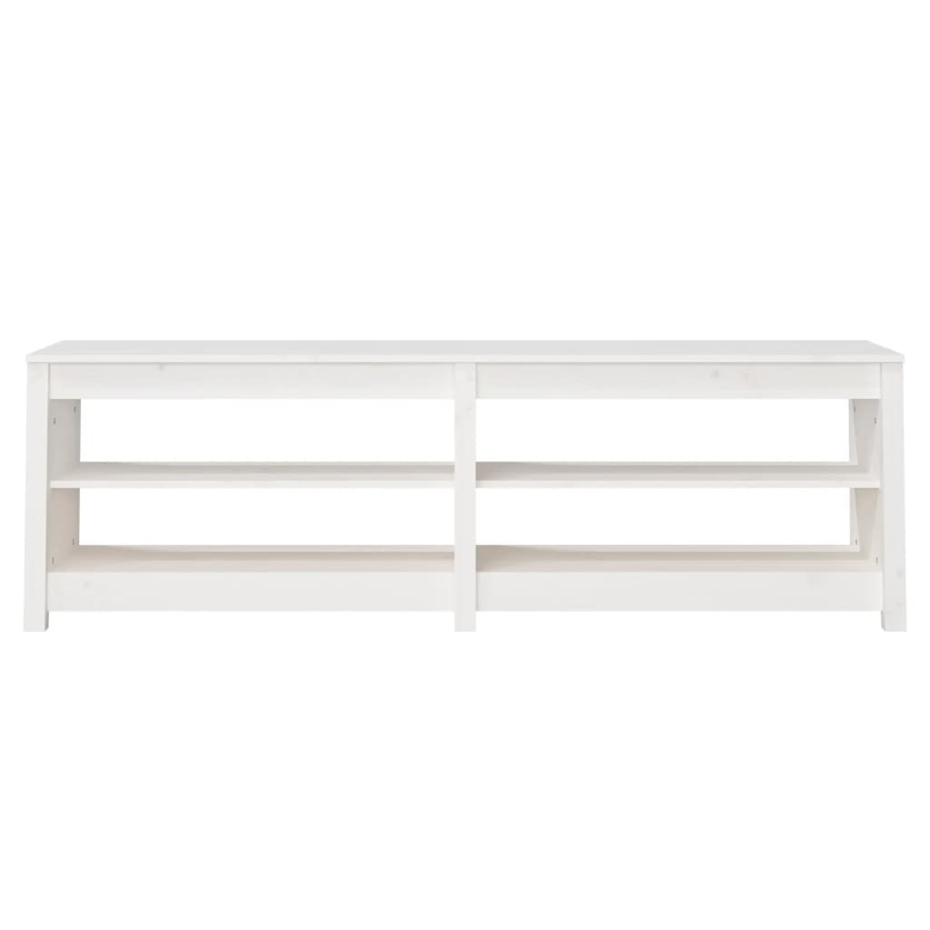 Shoe Bench White 160x36.5x50 cm Solid Wood Pine - Bargainia.com - 
