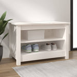 Shoe Bench White 70x38x45.5 cm Solid Wood Pine - Bargainia.com - 