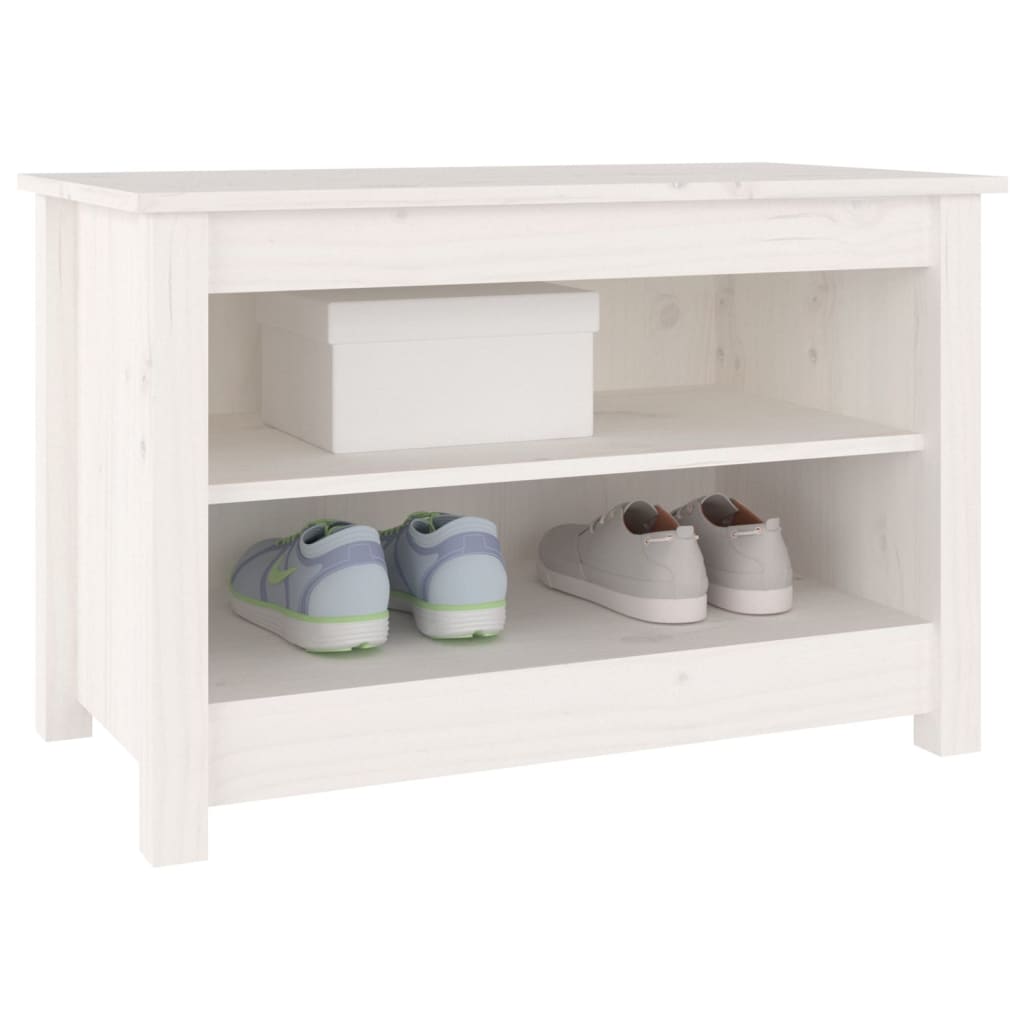 Shoe Bench White 70x38x45.5 cm Solid Wood Pine - Bargainia.com - 