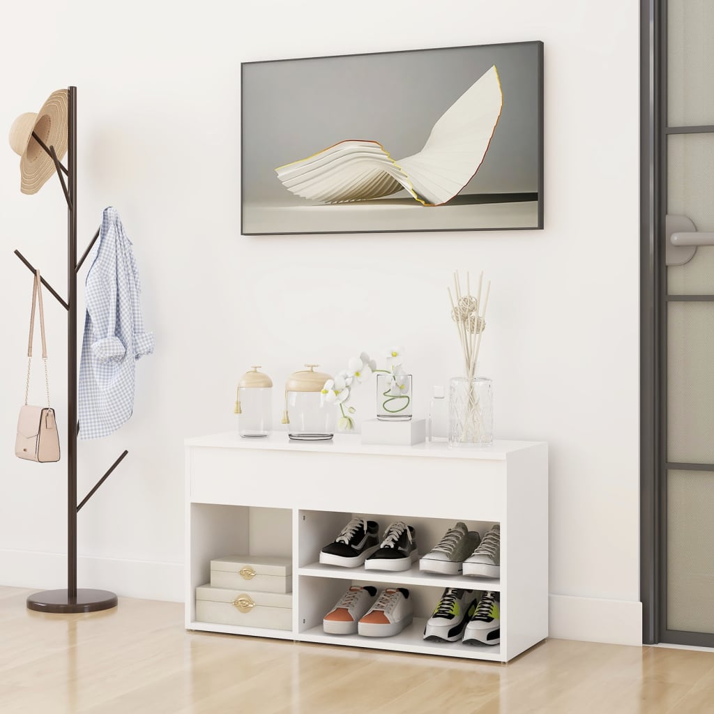 Shoe Bench White 80x30x45 cm Engineered Wood - Bargainia.com - 