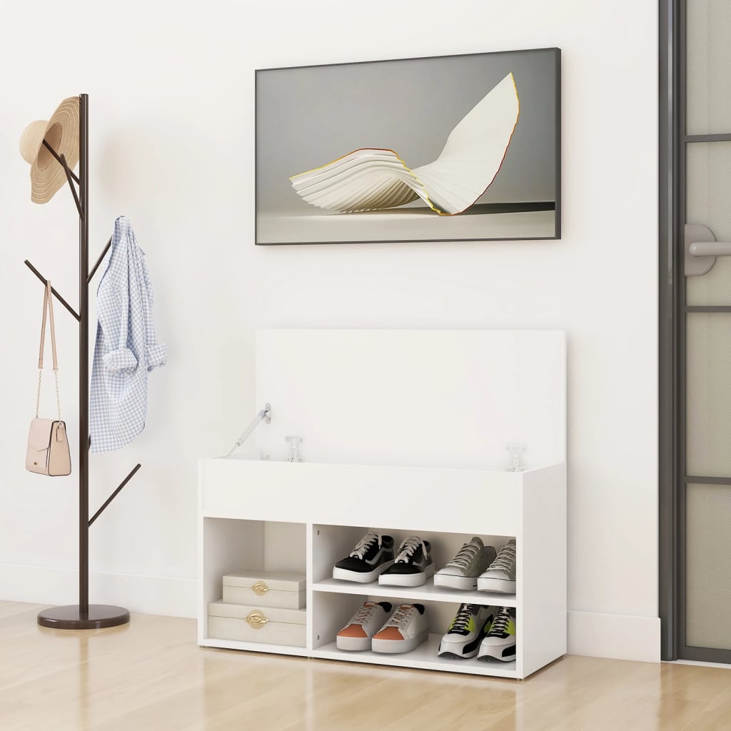 Shoe Bench White 80x30x45 cm Engineered Wood - Bargainia.com - 