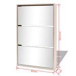 Shoe Cabinet 3 - Layer Mirror Oak 63x17x102.5 cm - Bargainia.com - 