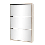 Shoe Cabinet 3 - Layer Mirror Oak 63x17x102.5 cm - Bargainia.com - 
