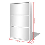 Shoe Cabinet 3 - Layer Mirror White 63x17x102.5 cm - Bargainia.com - 