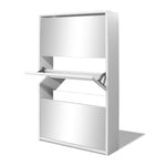 Shoe Cabinet 3 - Layer Mirror White 63x17x102.5 cm - Bargainia.com - 