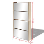 Shoe Cabinet 4 - Layer Mirror Oak 63x17x134 cm - Bargainia.com - 