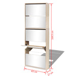 Shoe Cabinet 5 - Layer Mirror Oak 63x17x169.5 cm - Bargainia.com - 