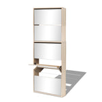 Shoe Cabinet 5 - Layer Mirror Oak 63x17x169.5 cm - Bargainia.com - 
