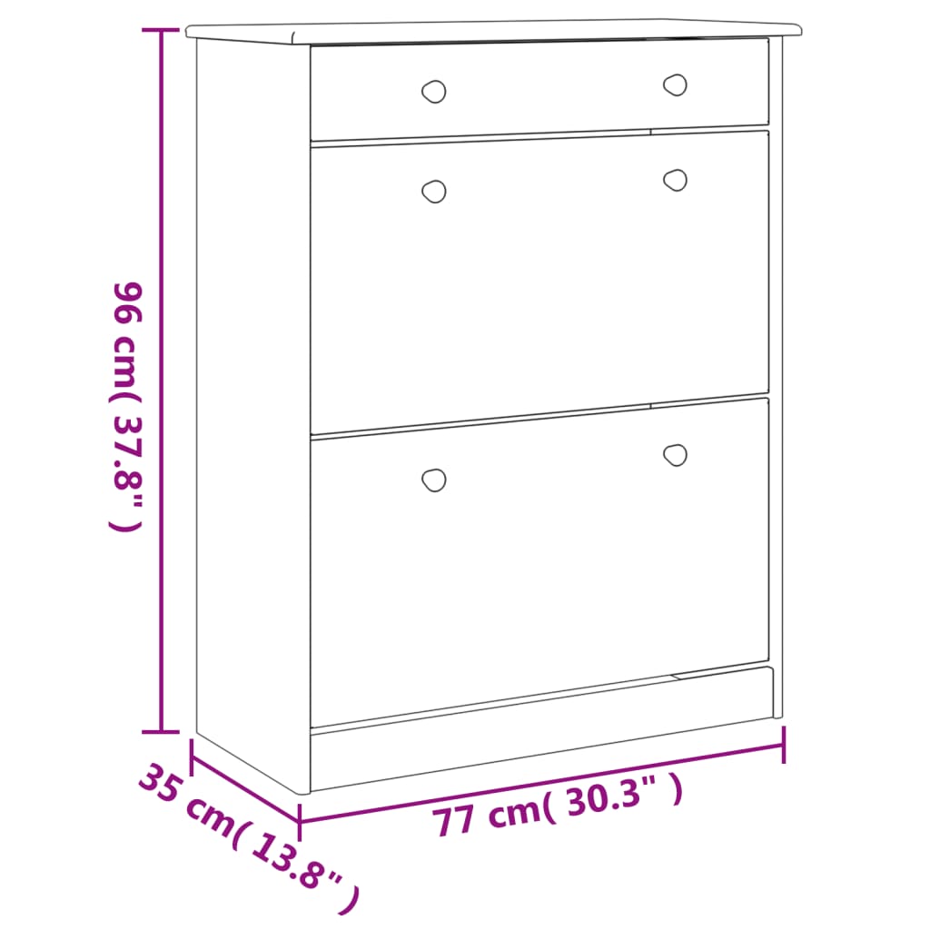 Shoe Cabinet ALTA 77x35x96 cm Solid Wood Pine - Bargainia.com - 