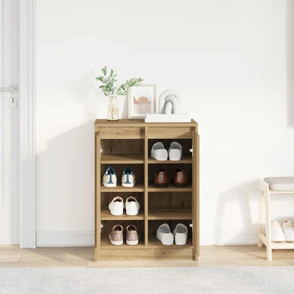 Shoe Cabinet Artisan Oak 57x34x76 cm Engineered Wood - Bargainia.com - 
