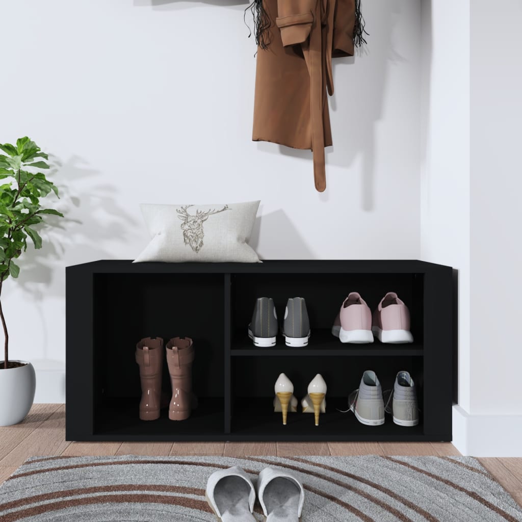 Shoe Cabinet Black 100x35x45 cm Engineered Wood - Bargainia.com - 