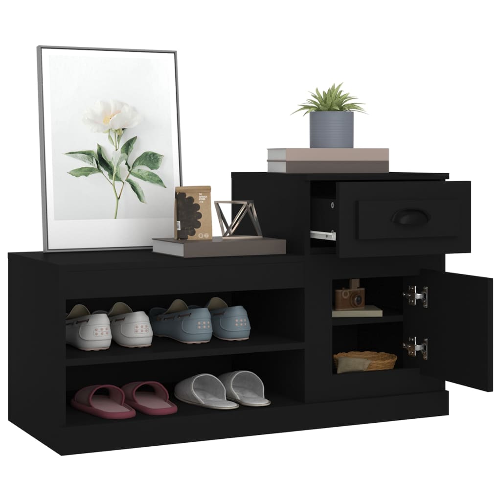 Shoe Cabinet Black 100x42x60 cm Engineered Wood - Bargainia.com - 