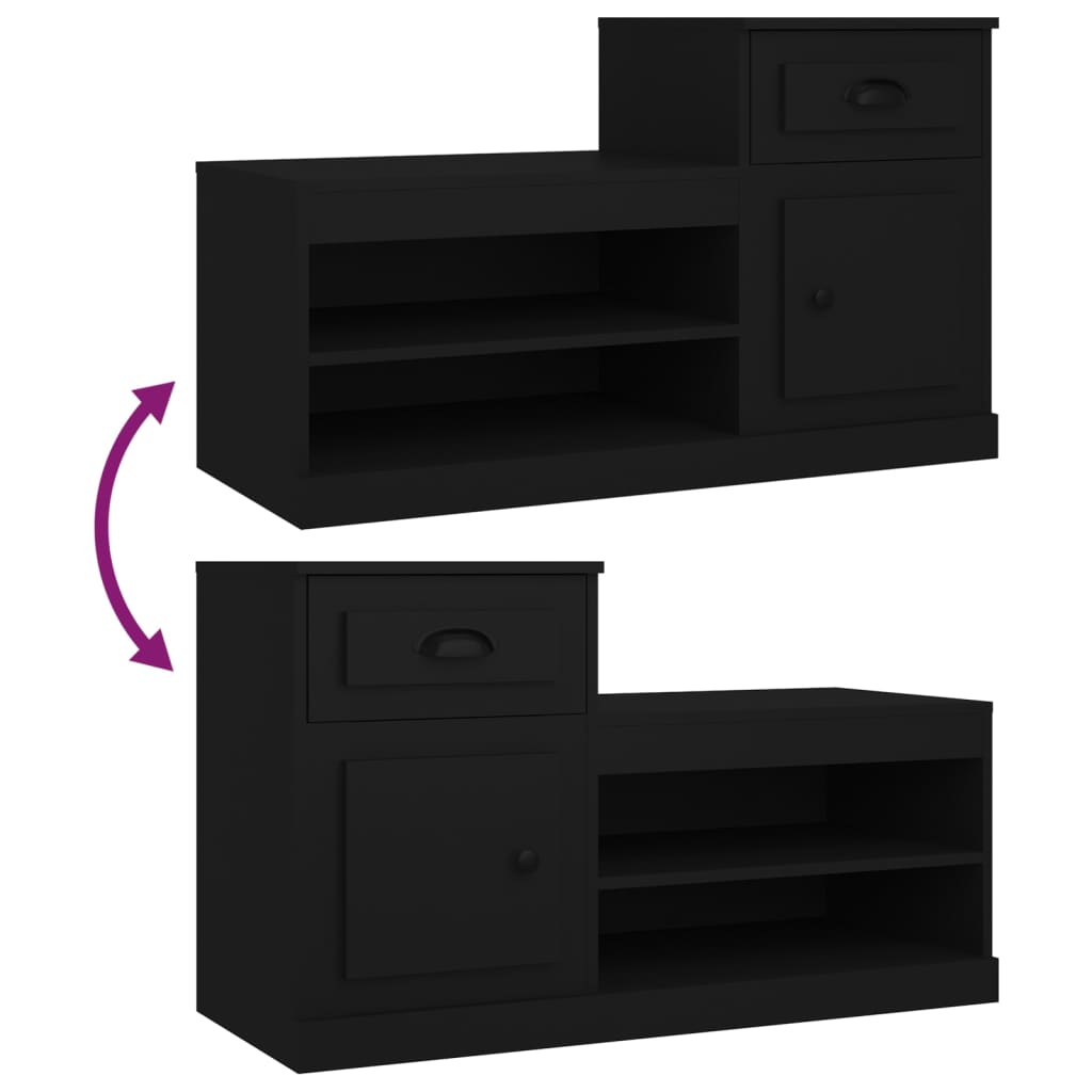 Shoe Cabinet Black 100x42x60 cm Engineered Wood - Bargainia.com - 