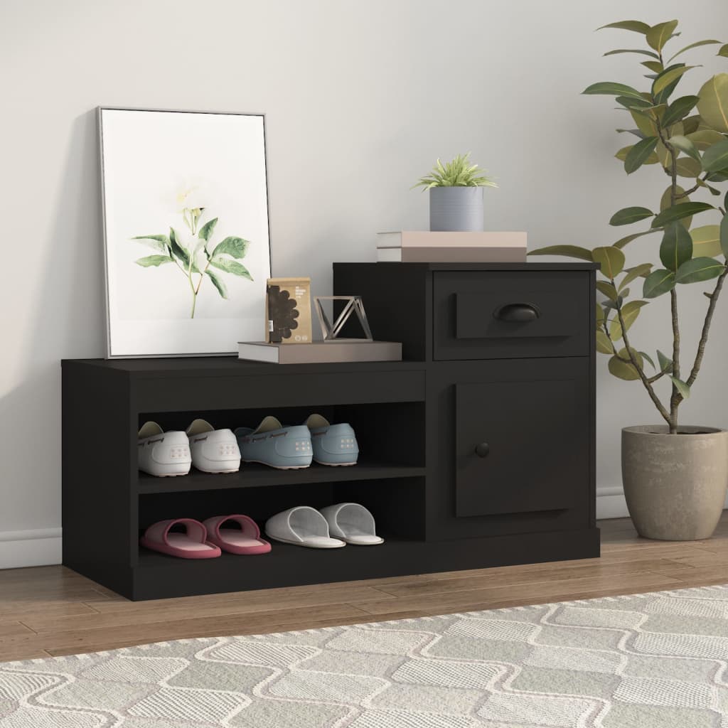 Shoe Cabinet Black 100x42x60 cm Engineered Wood - Bargainia.com - 