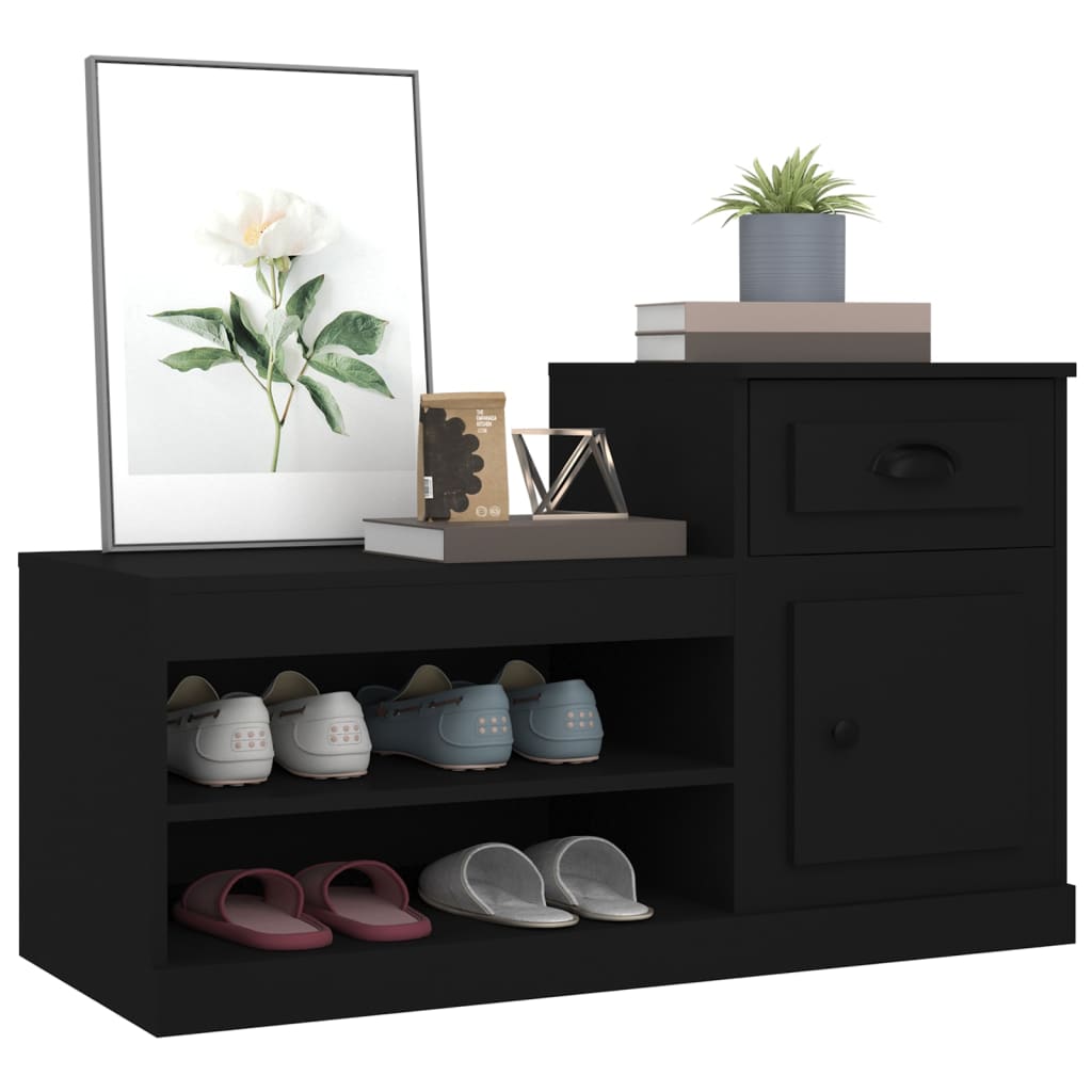 Shoe Cabinet Black 100x42x60 cm Engineered Wood - Bargainia.com - 