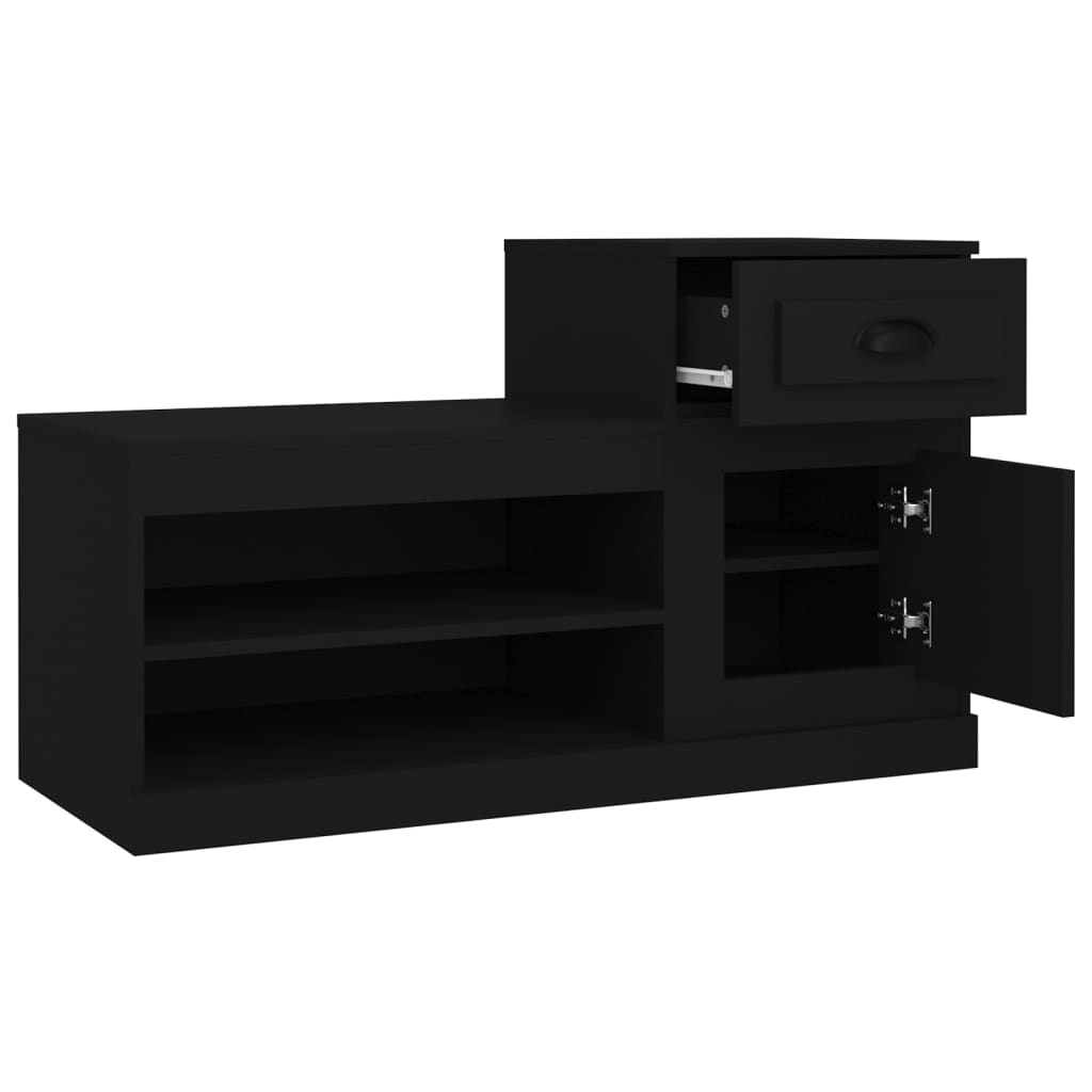 Shoe Cabinet Black 100x42x60 cm Engineered Wood - Bargainia.com - 