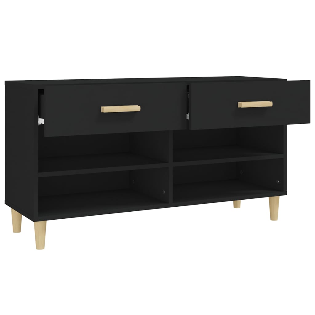 Shoe Cabinet Black 102x35x55 cm Engineered Wood - Bargainia.com - 